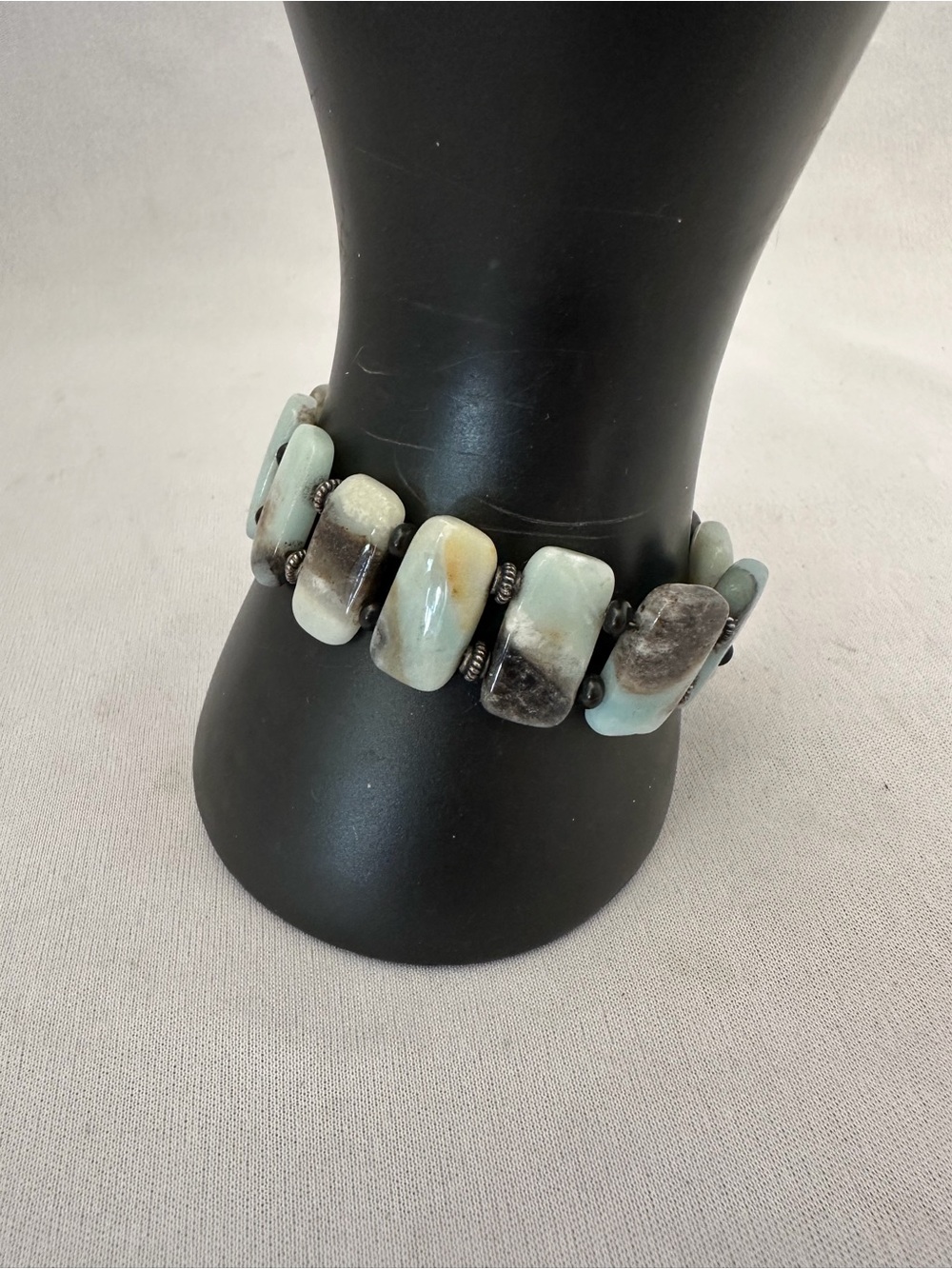 Natural Amazonite Bracelet in Pale Blue-Green with Snap Clasp - Picture 1 of 6